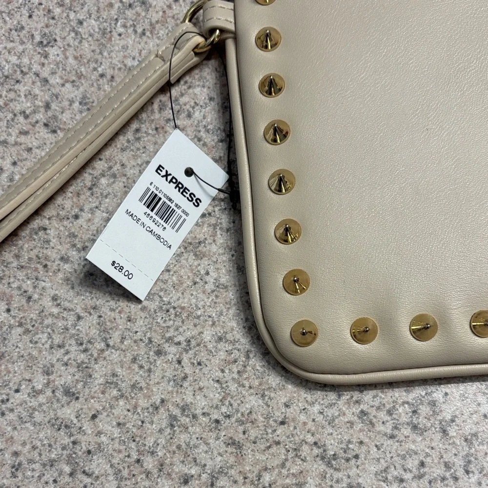 Express Beige Wristlet with Gold Accents